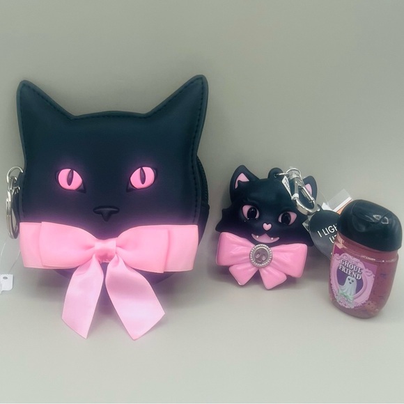 Bath & Body Works Light-Up BLACK CAT PocketBac Holder + Coin Purse + Hand Gel - Picture 1 of 7